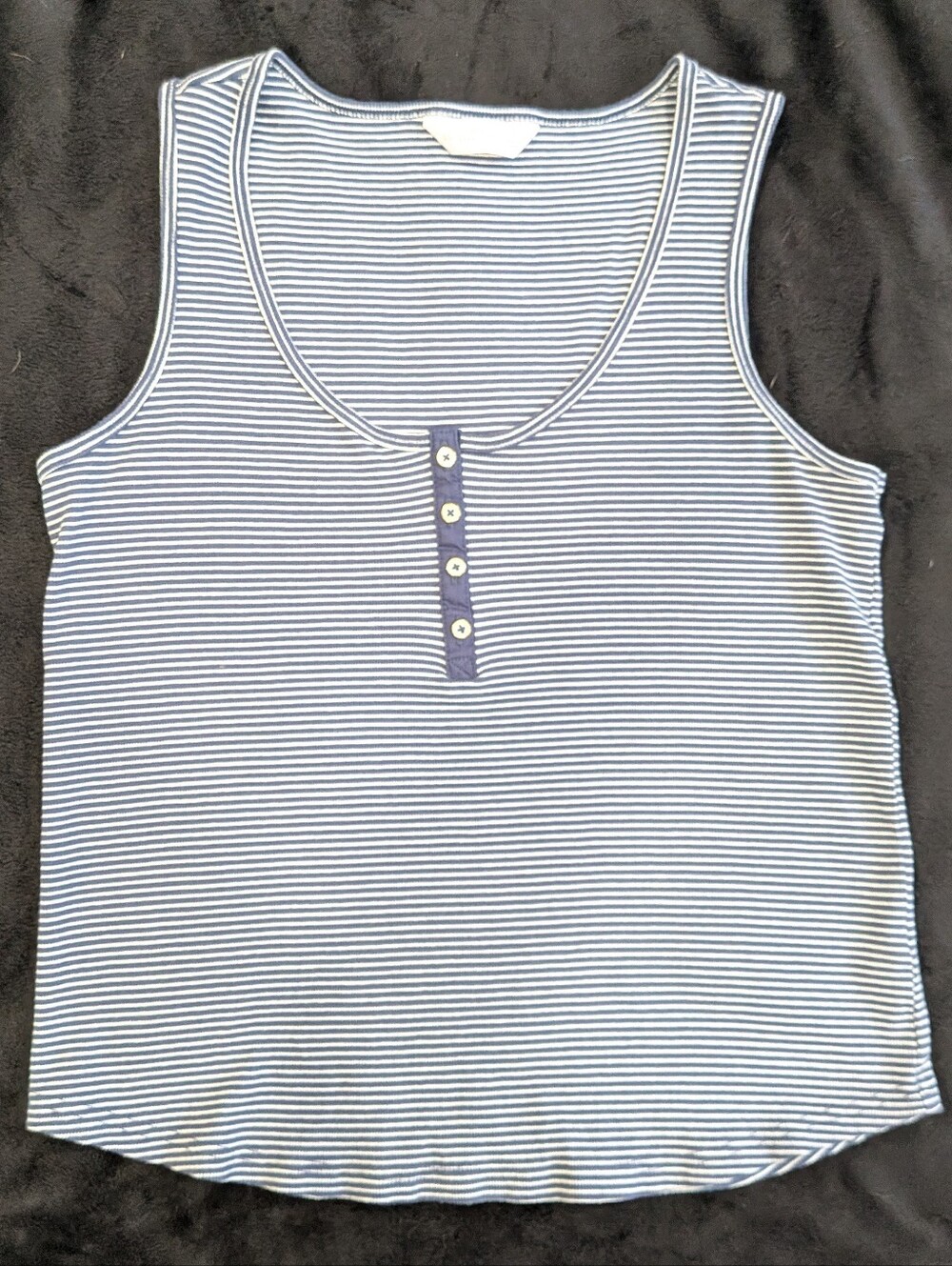 LC Lauren Conrad Navy & White Striped Henley Tank